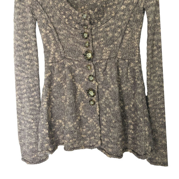 BKE Y2K Cottagecore Sweater Cardigan Neutral Low Neckline Praire Coquette Small - Picture 6 of 11